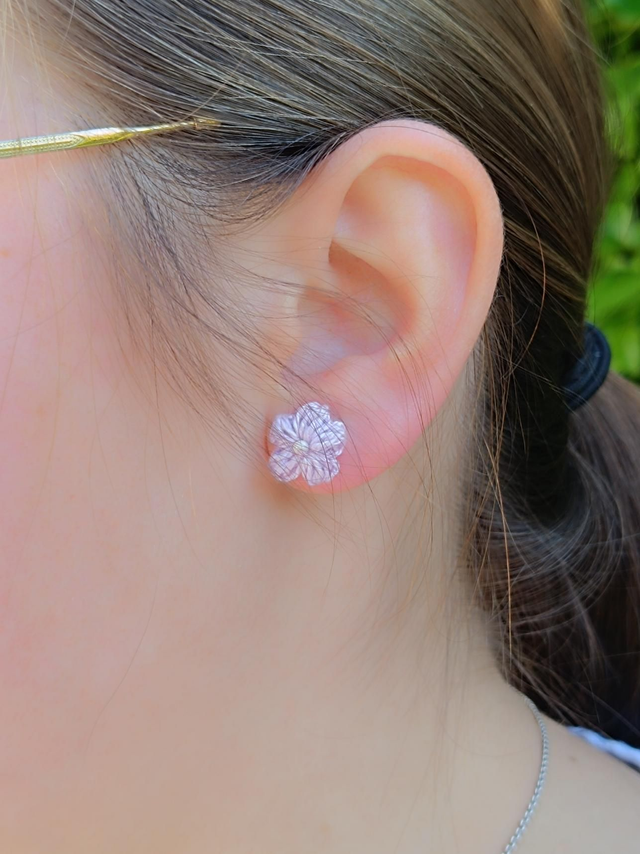 Puces d'oreilles SYDNEY en Micro-Crochet - Fait Main - Bouton de Rose