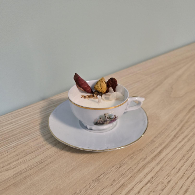 Mini bougie tasse - Nougat blanc