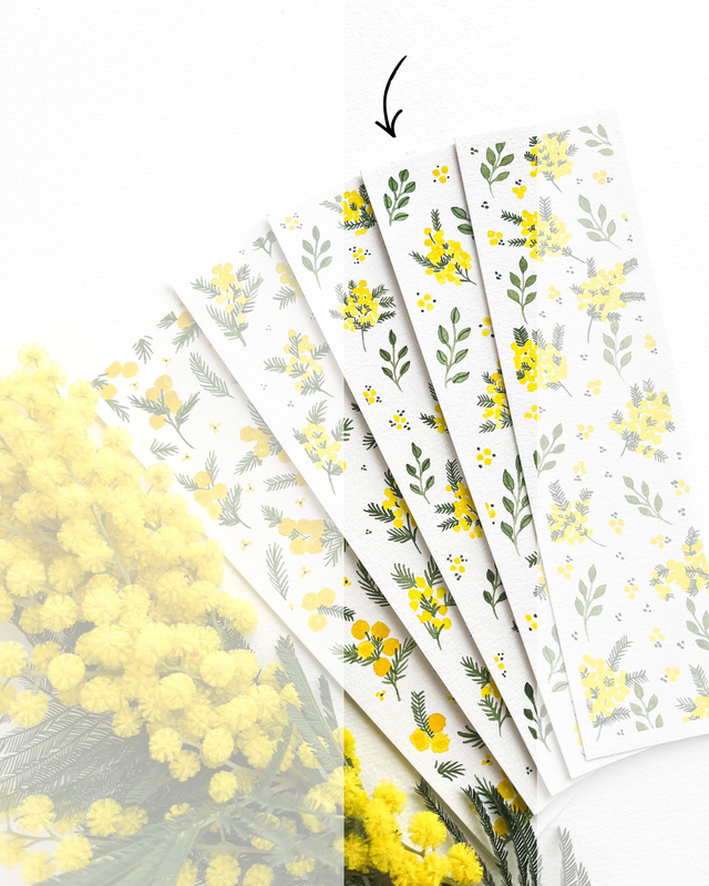 Marque-page Mimosa peint à la main
