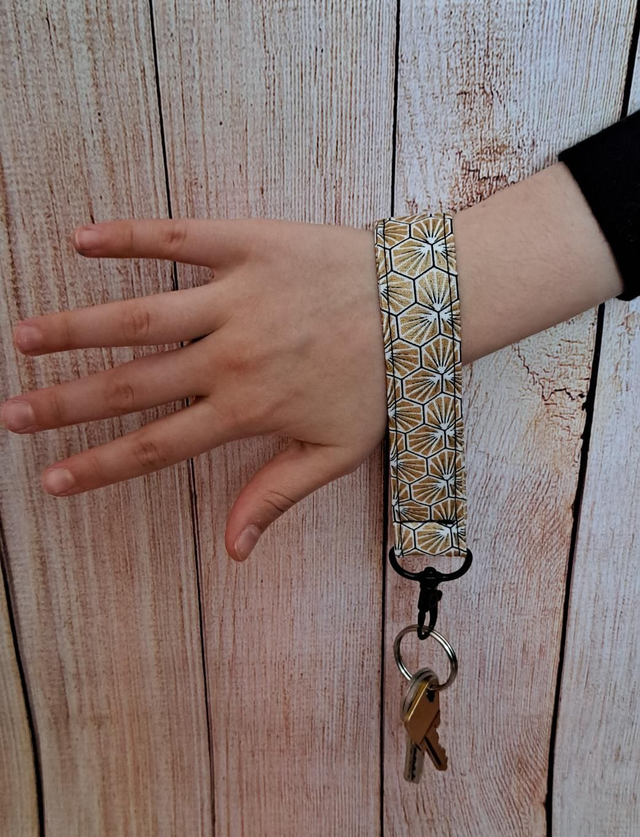 Porte clefs dragonne éventail orange