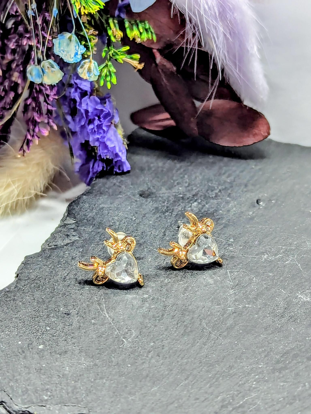 Gold Tone Plated Stainless Steel Deer Stud Earrings 