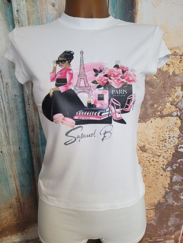 T-shirt Blanc Femme Elégance Parisienne ( A41)