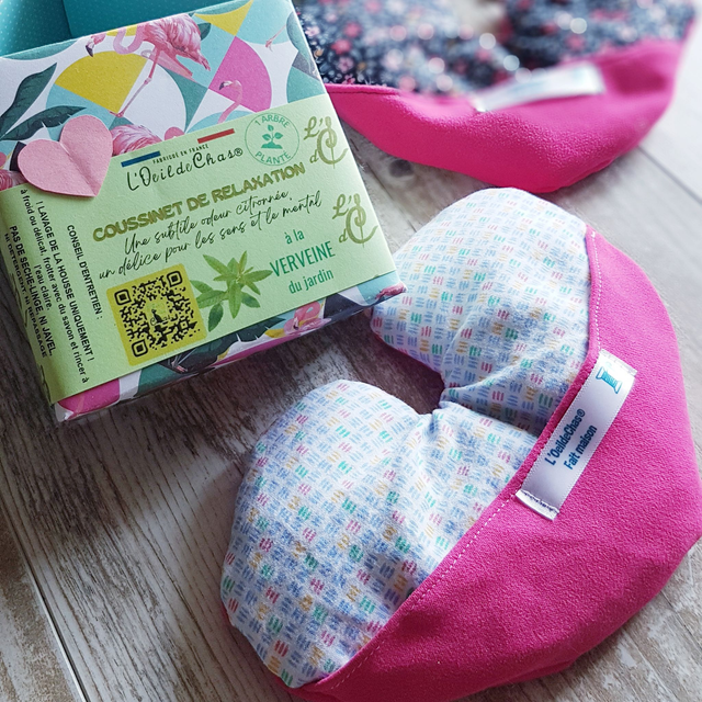 Coussinet de RELAXATION pour les YEUX - VERVEINE | tissu forme ❤️ 