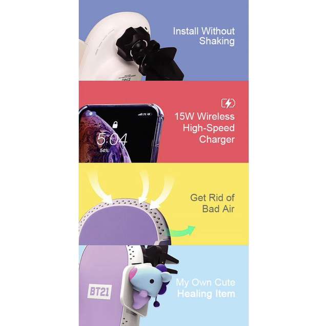 🚗 BT21 BABY - CHARGEUR VOITURE SANS FIL RAPIDE "AIR CLEAN" 💨