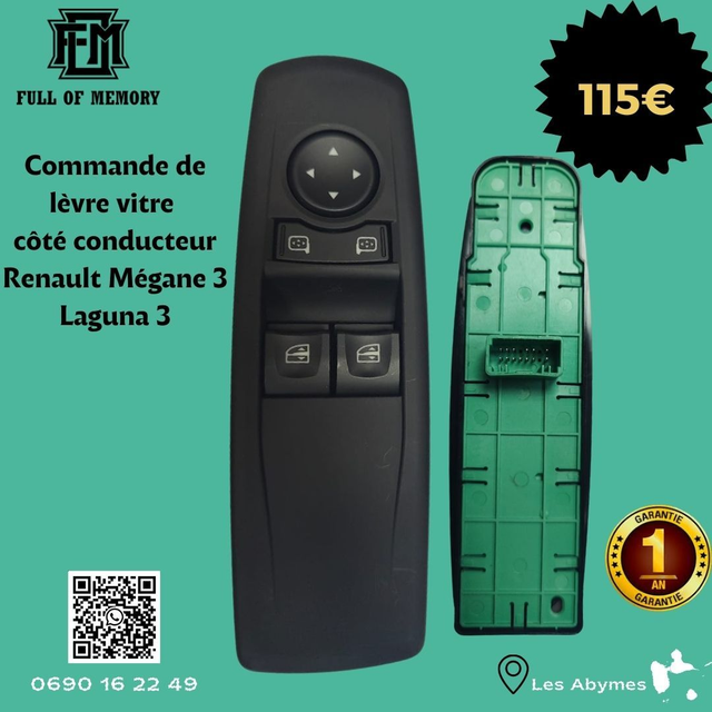 Interrupteur de lève vitre  RENAULT MEGANE 3 / LAGUNA 3