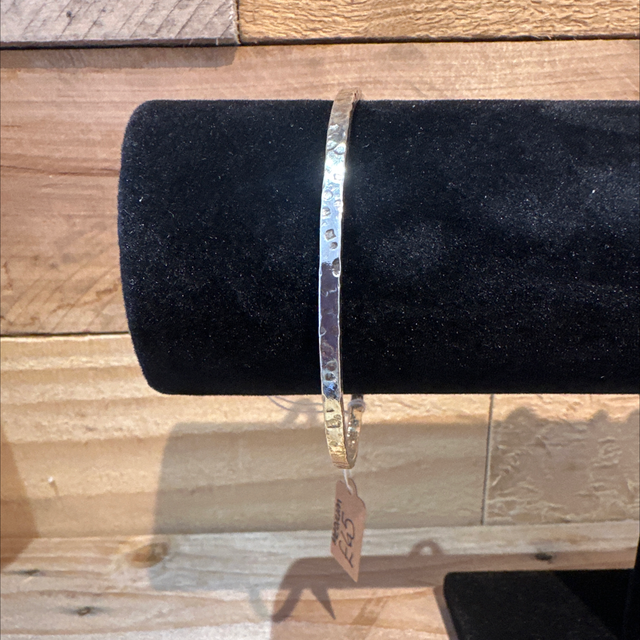 Silver Textured Medium Bangle  