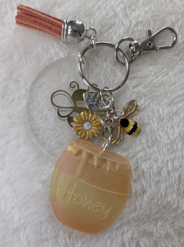 Bee Themed Keyring (Honey Pot Design)