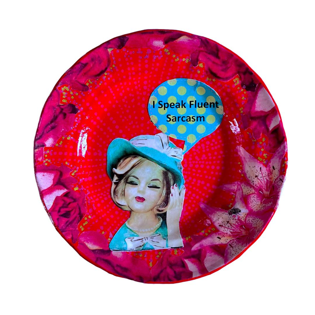 &quot;I Speak Fluent Sarcasm&quot; Red Upcycled Wall Plate - House of Frisson