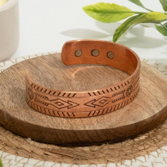 Bracelet jonc de santé en cuivre avec 6 aimants (Modèle lourd haut de gamme). Bracelet de luxe en cuivre pur (99,9 %)