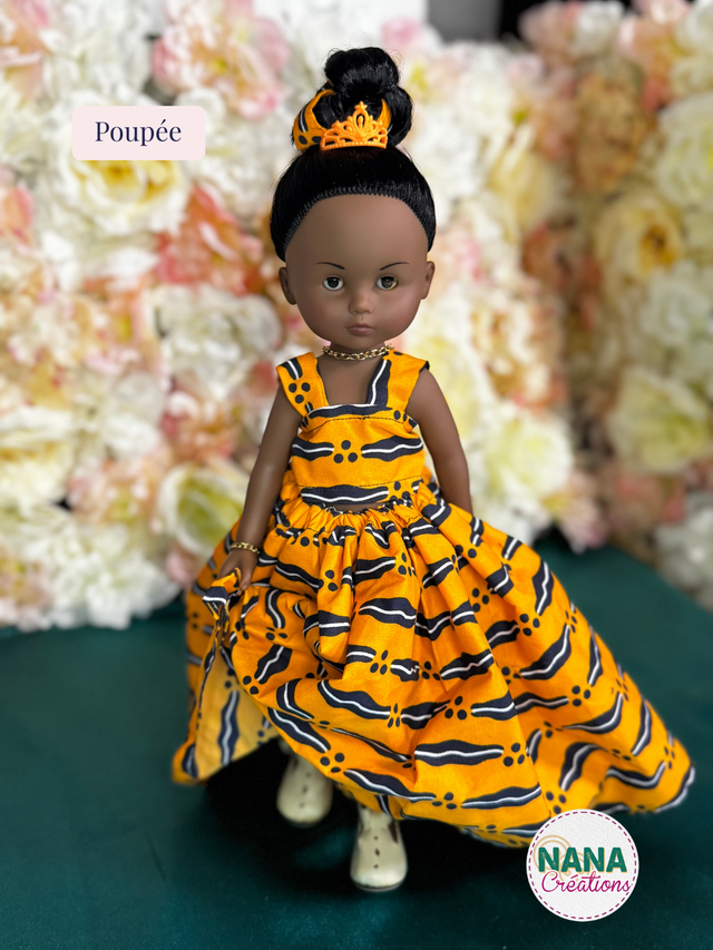 Poupée Corolle “Les Chéries” 33 cm – Robe faite main en tissu wax