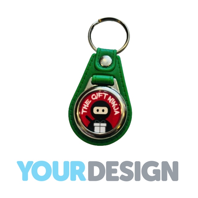 Promotional Keyrings - Faux leather fob - Green