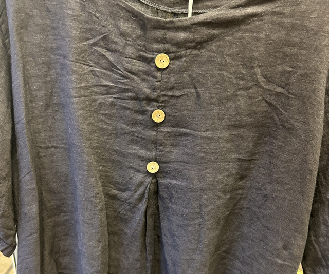 LMF - Black Linen Top with Buttons to front - Free Size - 1006