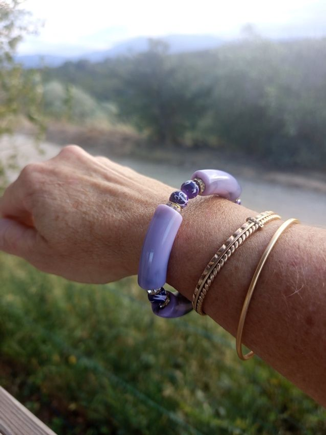 Bracelet perles tubes Arya marbré Bainganee