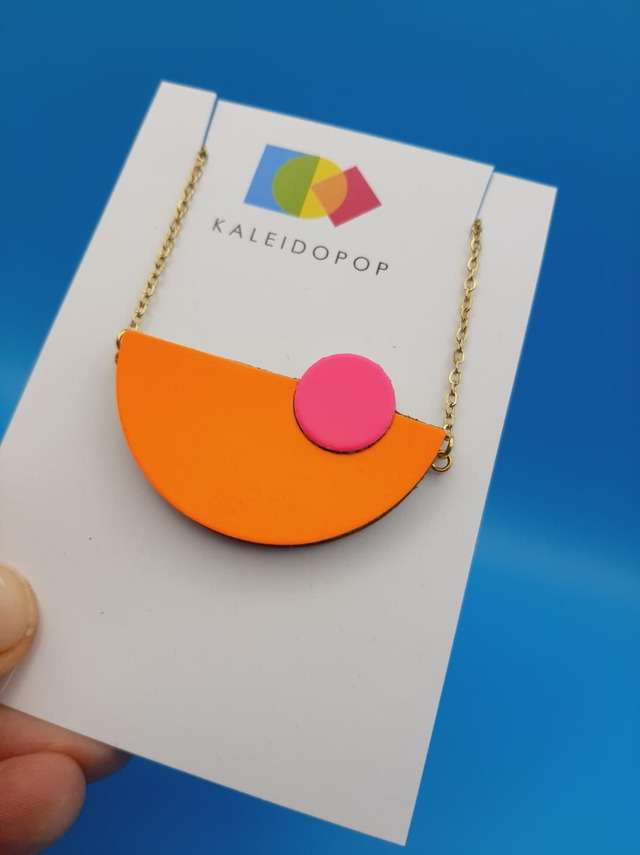 Semi-circular pendant  - orange / pink