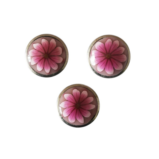 Bouton pression marguerite rose