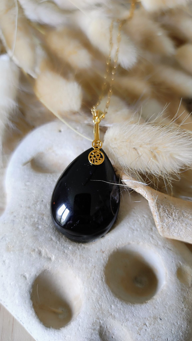 Pendentif Tourmaline noire goutte