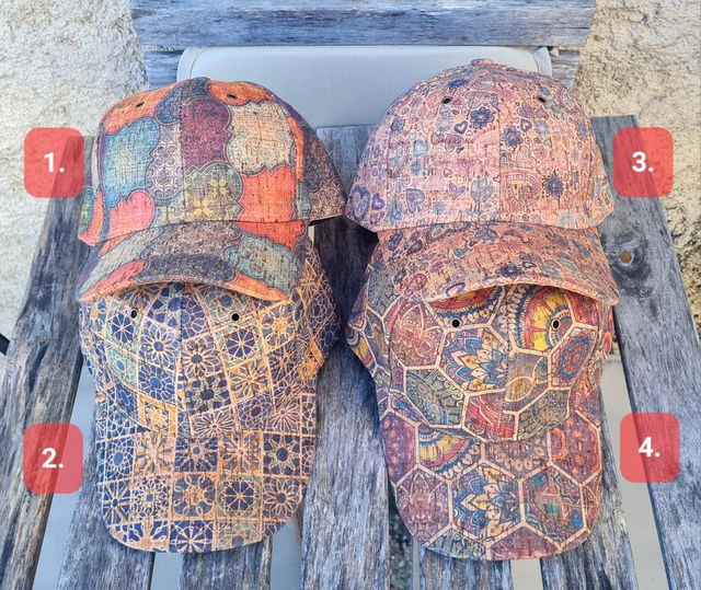 Casquette réglable en tissu de liège imprimé (divers imprimés à choix)