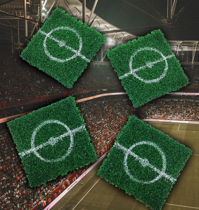 Sous-verres en verre en forme de terrain de football