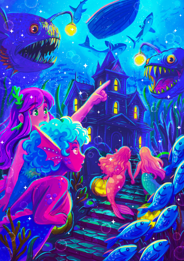 PRINT ORIGINAL - An underwater Halloween