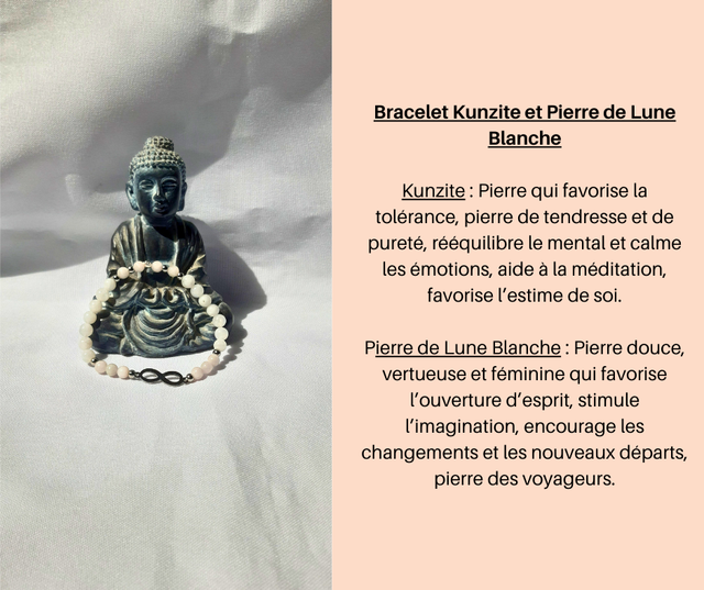 209- Bracelet Kunzite et Pierre de Lune Blanche