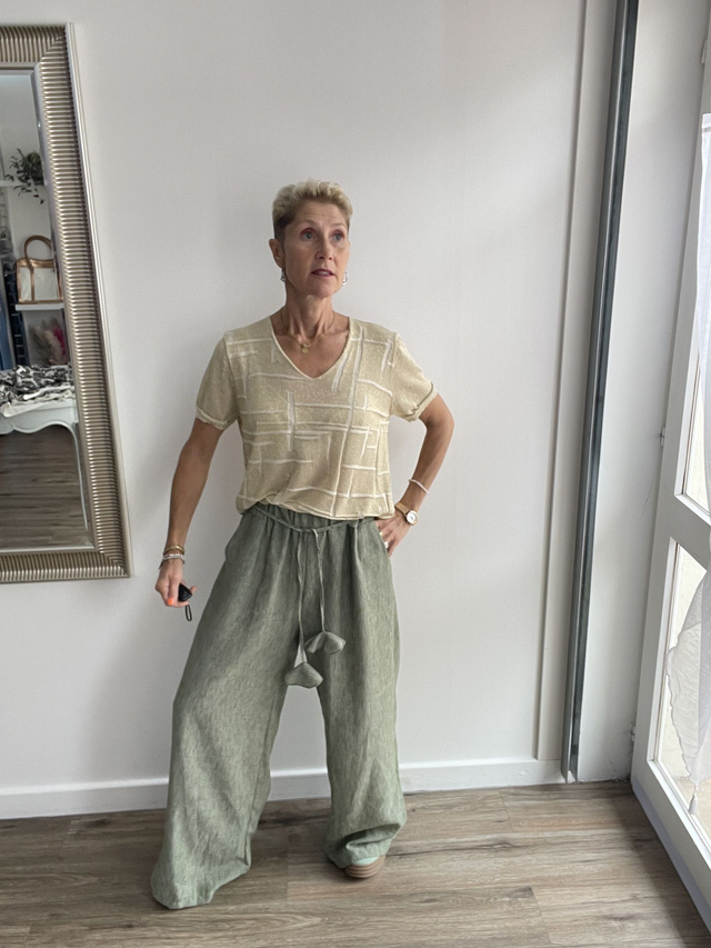 Pantalon large kaki