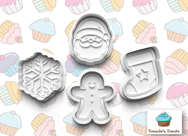 Christmas Theme Fondant/cookie stamps with cutters 0719