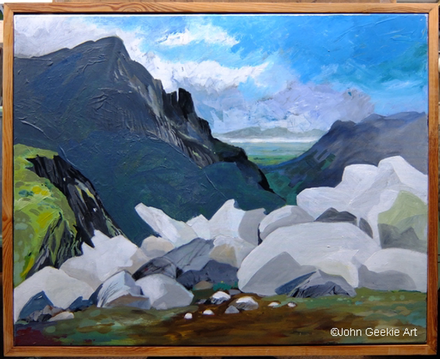 Pillar Mountain, English Lake District. Large acrylic painting, 30x24 inch on canvas including protective frame.