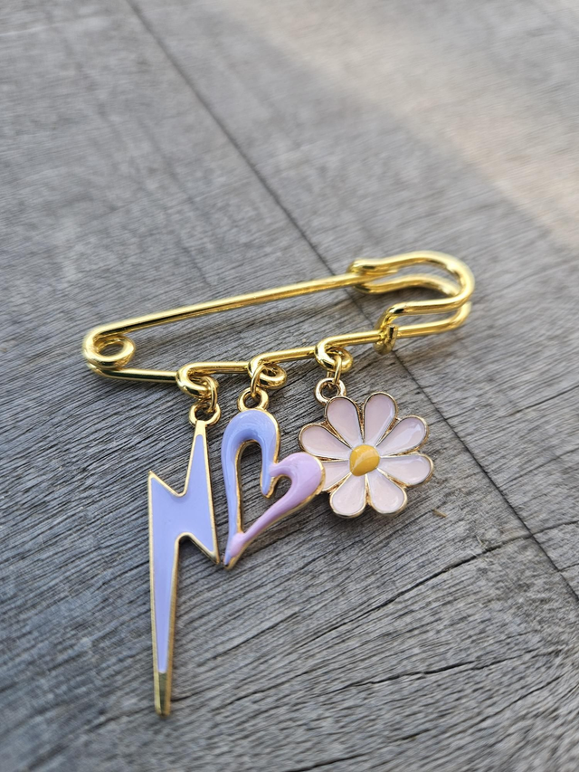 Broche violine rose 5cm