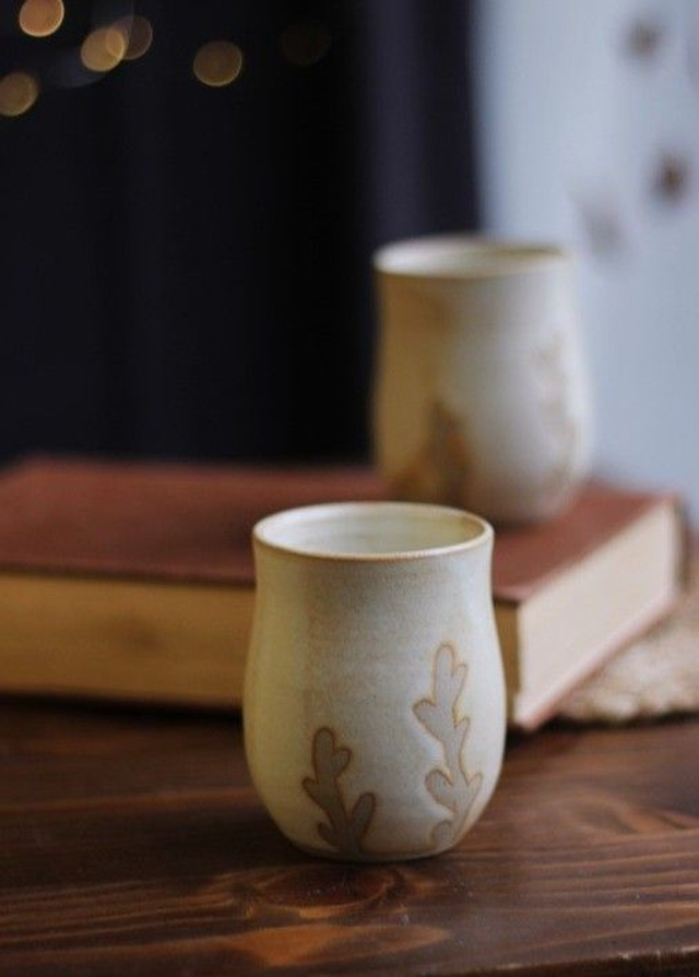 Tasse blanche &quot;brindilles&quot; 15cl 