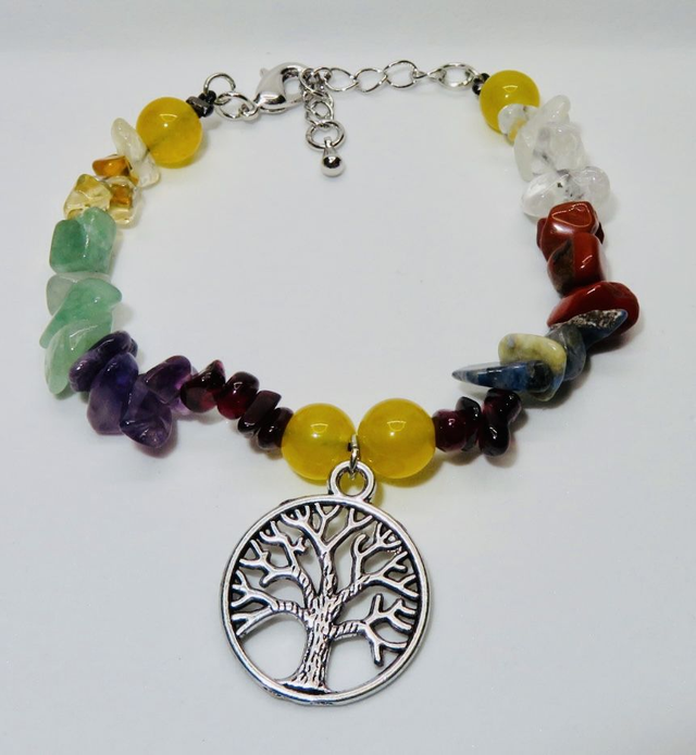Bracelet 7 Chakras avec Quartz jaune.