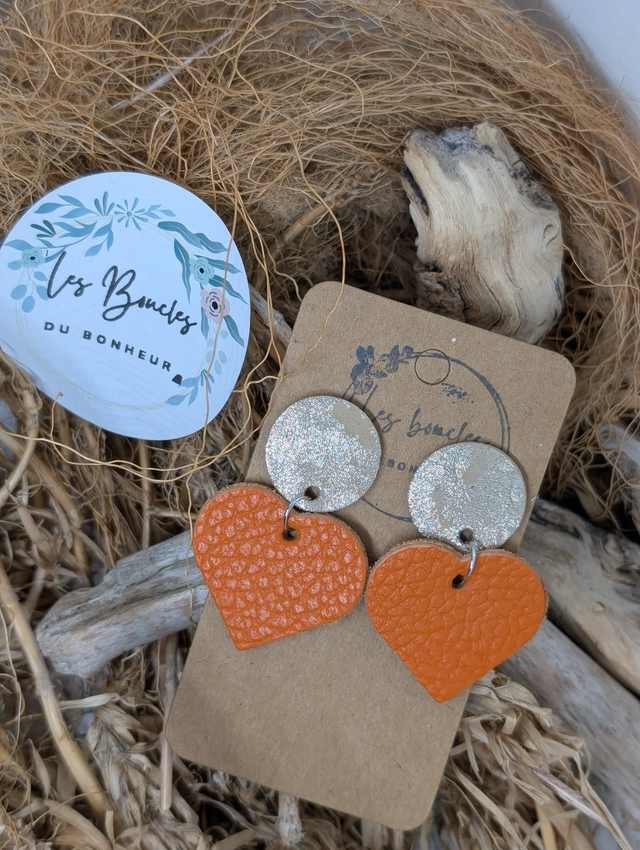 Boucles d&#039;oreilles Coeur ❤️  orange terracotta c2050