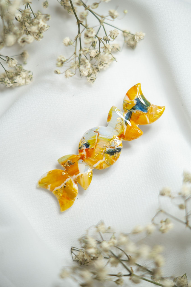 Coloris potimarron - Barrette lunes 