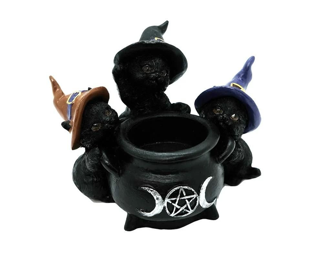 Cats &amp; Cauldron T-Light Holder.
