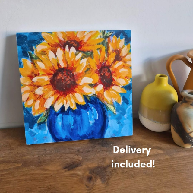 Sunflower quality print on cradled board ready to hang