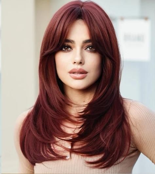 Perruque longue accajou 