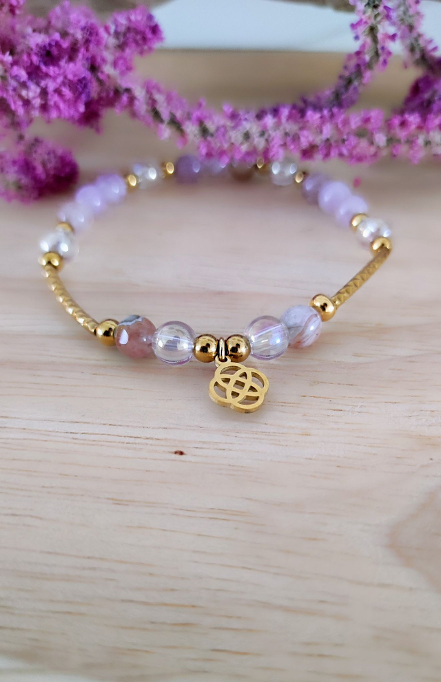 Bracelet "Sérénité et Confiance en soi" en Agate inclusion Améthyste