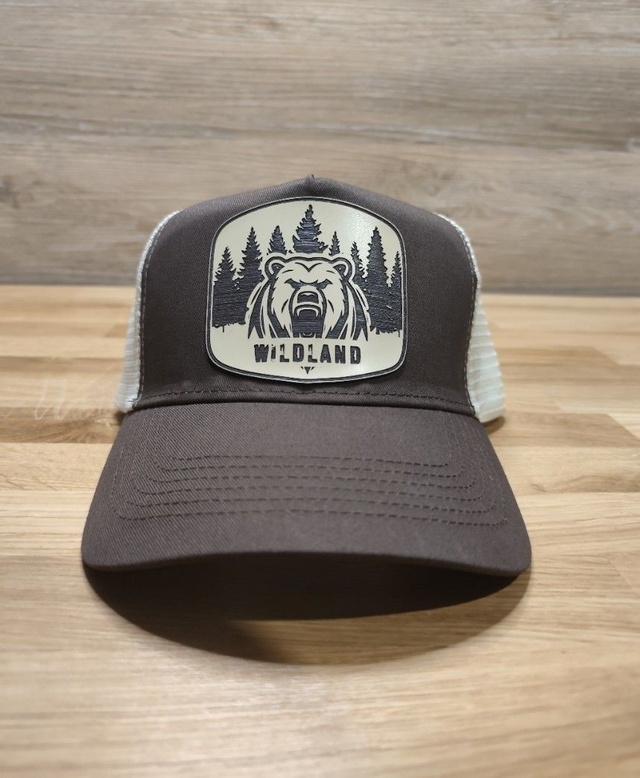 Casquette Trucker Marron / Crème – Patch Ours Sauvage