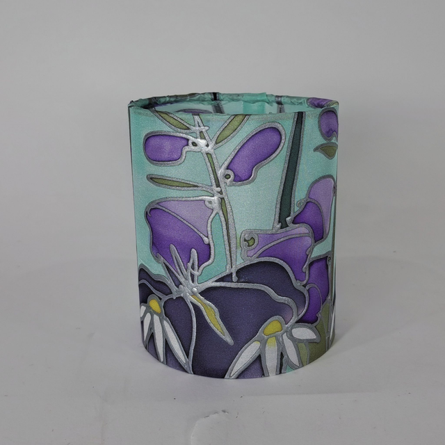 Dawn hedgerow hand painted silk tealight holder 