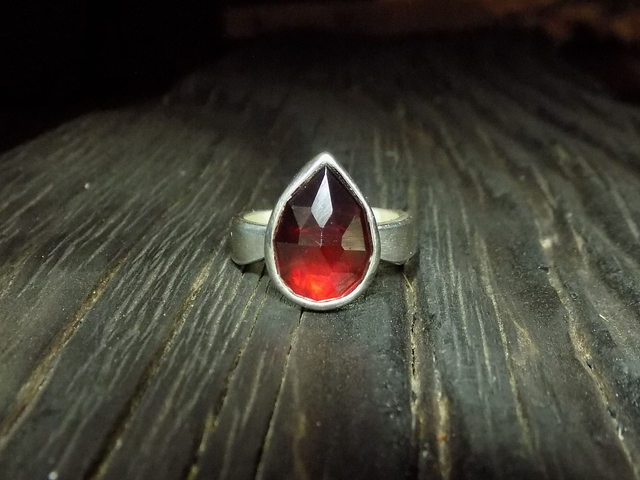 NOCTURNE-Bague Argent&Grenat Almandin