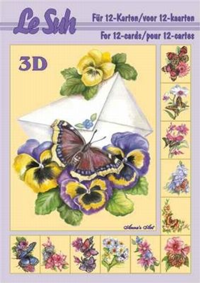 3D Boekje Vlinder op bloem (345602)