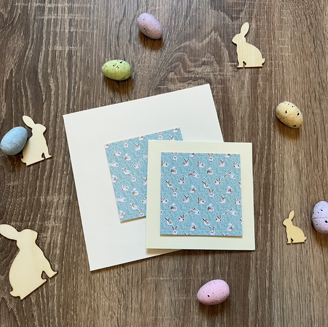 Aqua Bunny Easter Card