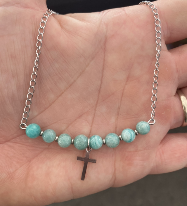 Collier Amazonite Croix