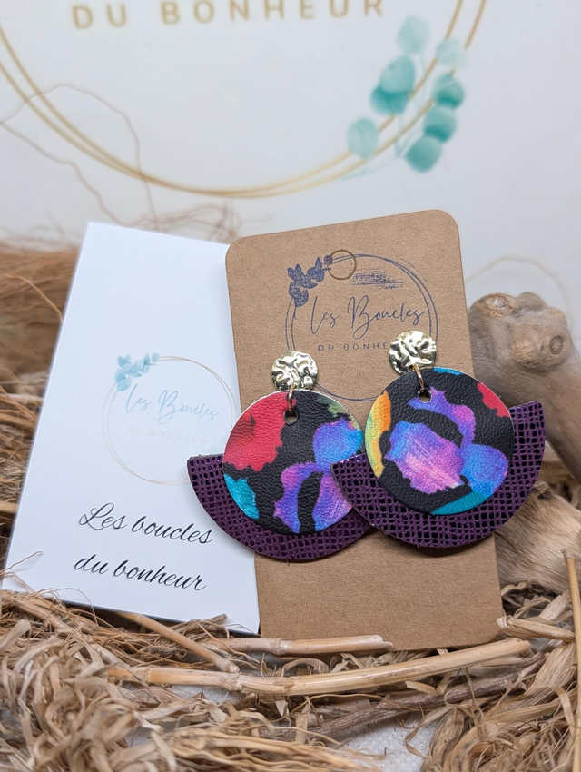 Boucles d'oreilles Dona multicolore violet do102