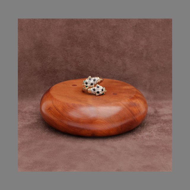 Bague du thème Panthère dorée et brillants Vintage Agatha  (collector)