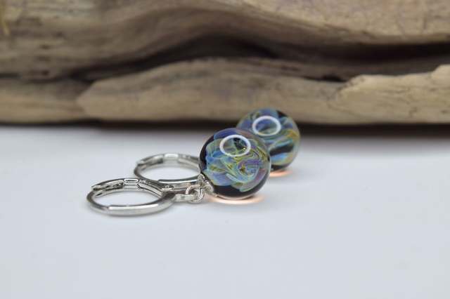 CRÉOLES NÉBULEUSE NOIRE MONTURE ARGENT