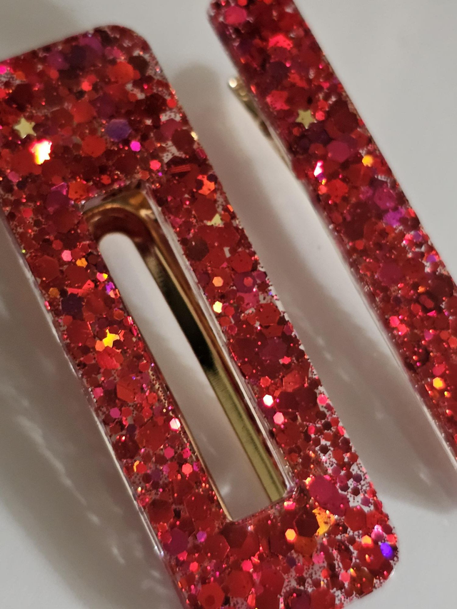 DUO BARRETTES PAILETTES ROUGES & FUSHIAS