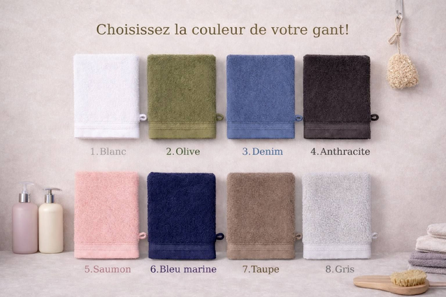 Gant de toillete brodé - 100% coton personnalisé