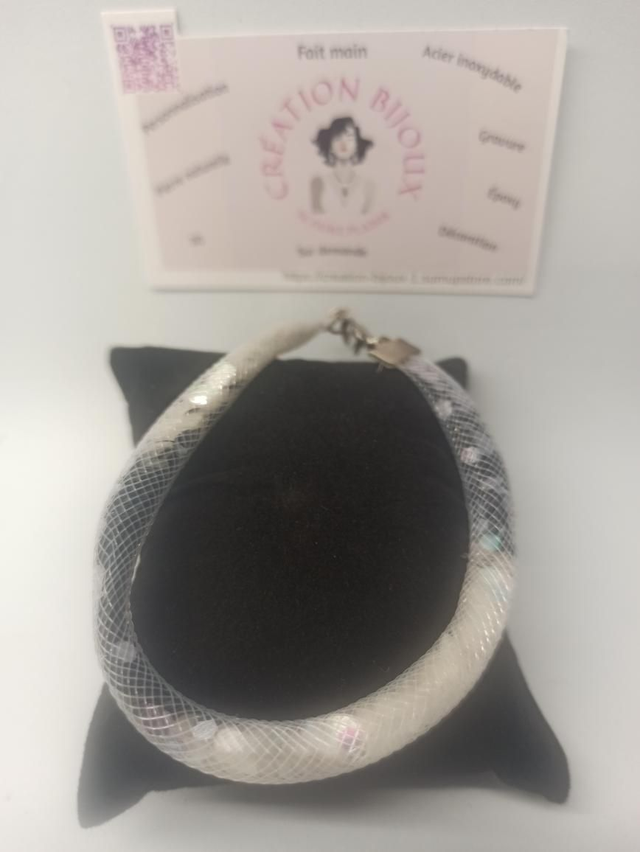 Bracelet paillettes noire et blanche 