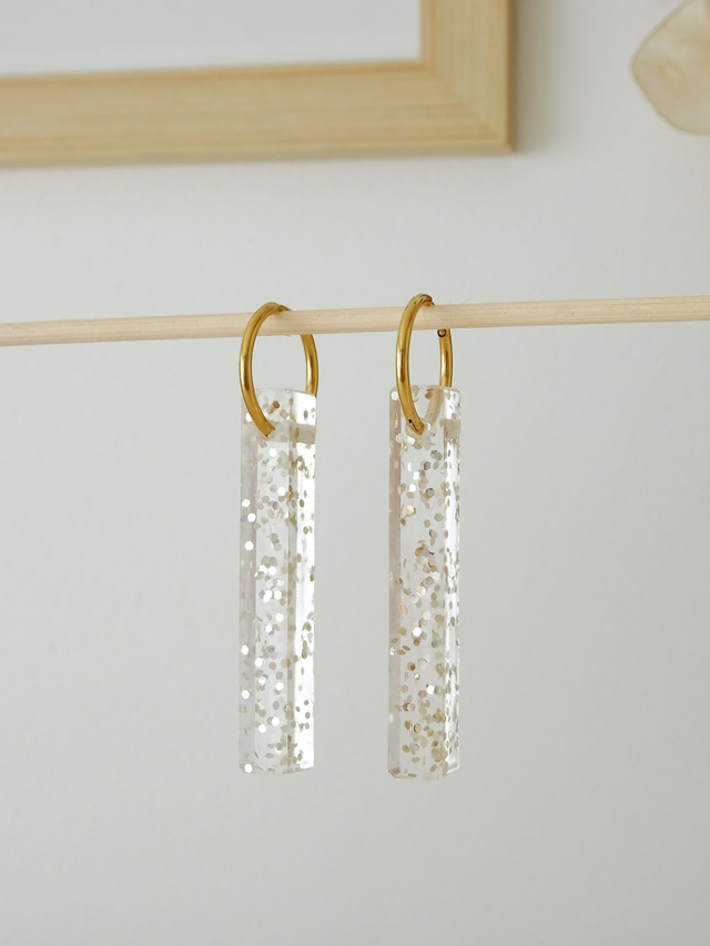 Barrette : Transparente paillettes champagne