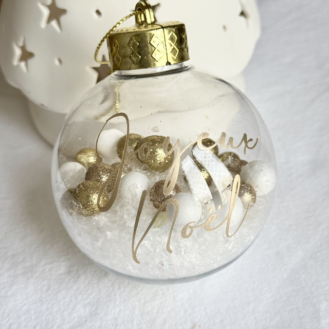 Boule Neige dorée &quot;Joyeux Noël&quot;  (1)